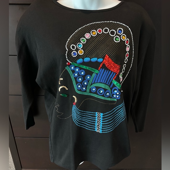 Oleg Cassini Tops - Oleg Cassini Milano NY Knit Sophisticates Vintage Sequin Beaded Woman Top